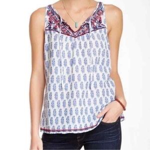 Lucky Brand blue and red top with rhinestones